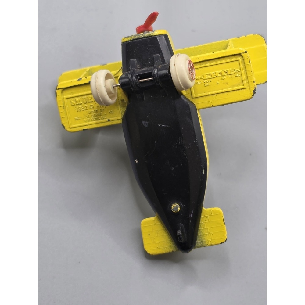 Vintage 1982 ERTL Aero Smurf Yellow Diecast Airplane Peyo Smurfs Toy Propeller - Picture 9 of 10